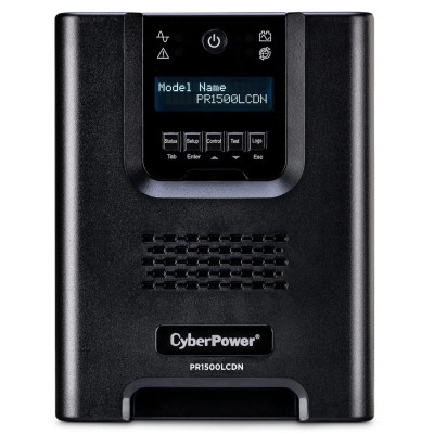CyberPower PR1500LCDN Mini-Tower UPS, UL Rated, Multi-function extendable LCD panel, 8× NEMA 5-15R, installed RMCARD